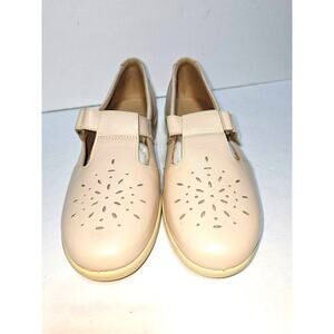 Hotter Sunset Mary Jane Shoes Women's 10 Beige Leather Comfort Wedge Loafers